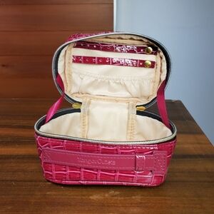 Jewelry Box 5x3.5x3" Zip Around Travel Case Red Burgundy Alligator Faux Leather